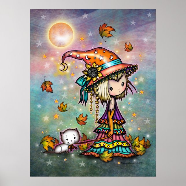 La Petite Sorcière et Chat Errants Affiche d'Art (Devant)