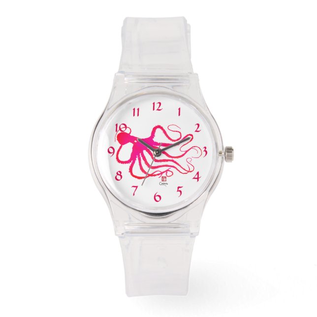 La pieuvre d'Amy - Montre en Silicone rose Sporty (Recto)