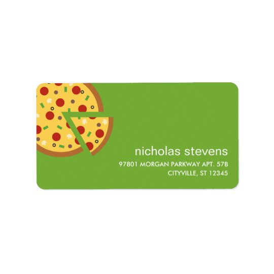 La pizza découpe des étiquettes de adresse en tran