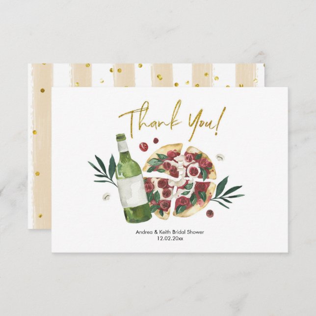 La pizza et la Carte de remerciements de bière par (Devant / Derrière)