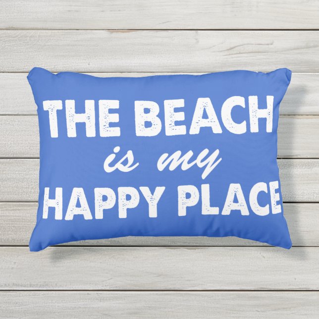 La plage est mon coussin extérieur bleu d'endroit (Devant)