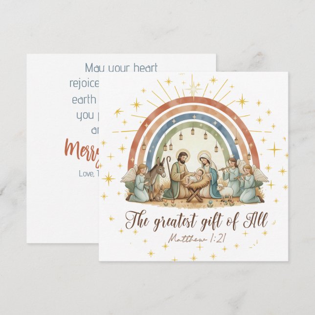 La Plus Grande Offrande de Toutes Carte de Noël Na (Devant / Derrière)