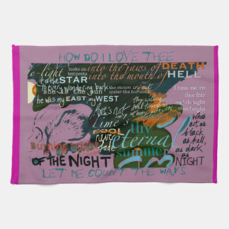 La poésie lilas d'amour de serviette de thé cite