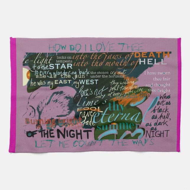 La poésie lilas d'amour de serviette de thé cite (Horizontal)