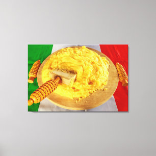 La polenta une recette typique sur toile imprimée