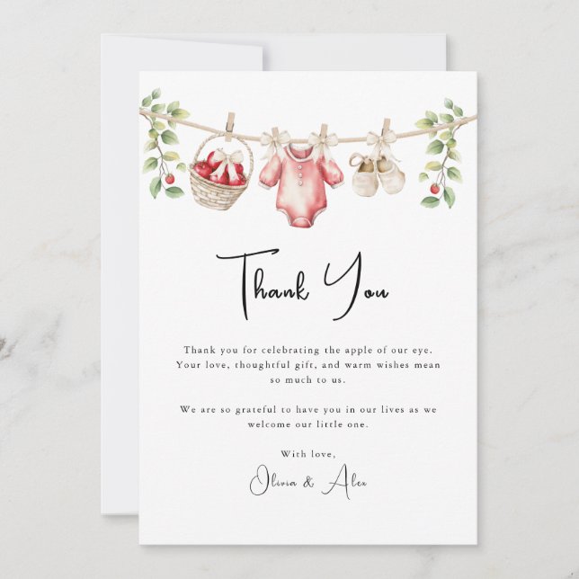 La pomme de notre Merci de Baby shower oculaire (Devant)