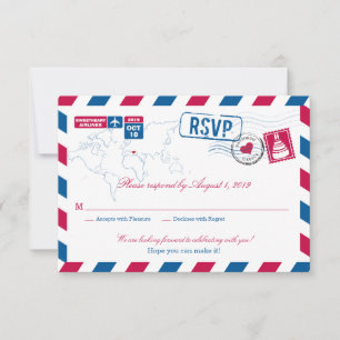 La poste aérienne de la Grèce épousant RSVP