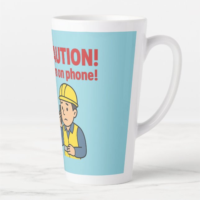 La "PRUDENCE ! Un homme au téléphone !" Tasse latt (Droite)