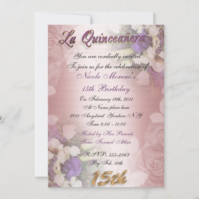 La Quinceanera 15e anniversaire invitation élégant (Devant)
