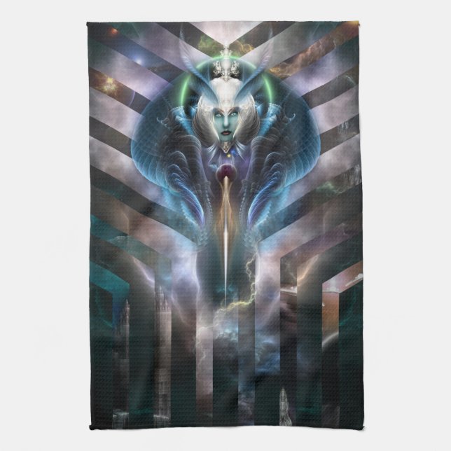 La Reine Éthérée De Galaxie Serviette De Cuisine (Vertical)