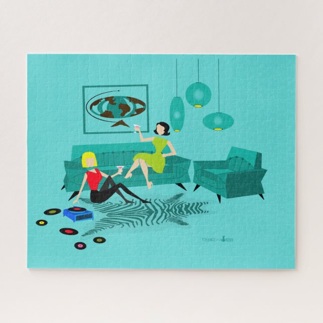 La rétro nuit de la fille dans le puzzle (Horizontal)