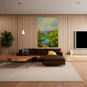 La rivière dans la forêt AI Art Poster