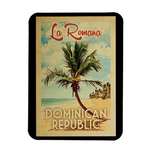 La Romana Magnet Palm Tree Vintage Travel (Vertical)