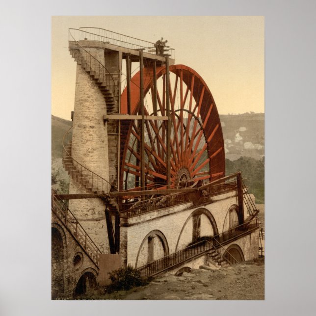 La Roue, Laxey, Île de Man, Impression d'archives (Devant)