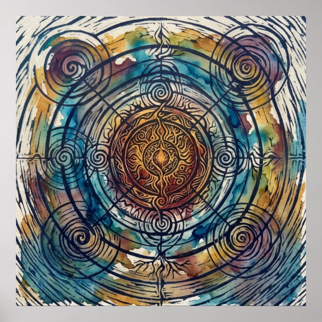 La Roue Solaire de l'Alignement Sacré Art Mural (Devant)