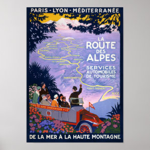 La route des Alpes Poster Vintage voyage