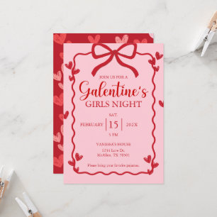 La Saint-Galentin Rouge Ruban Bow Girly Invitation