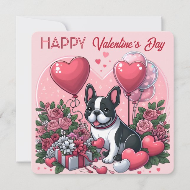 La Saint-Valentin - Bouledogue Français 3 - Carte (Devant)