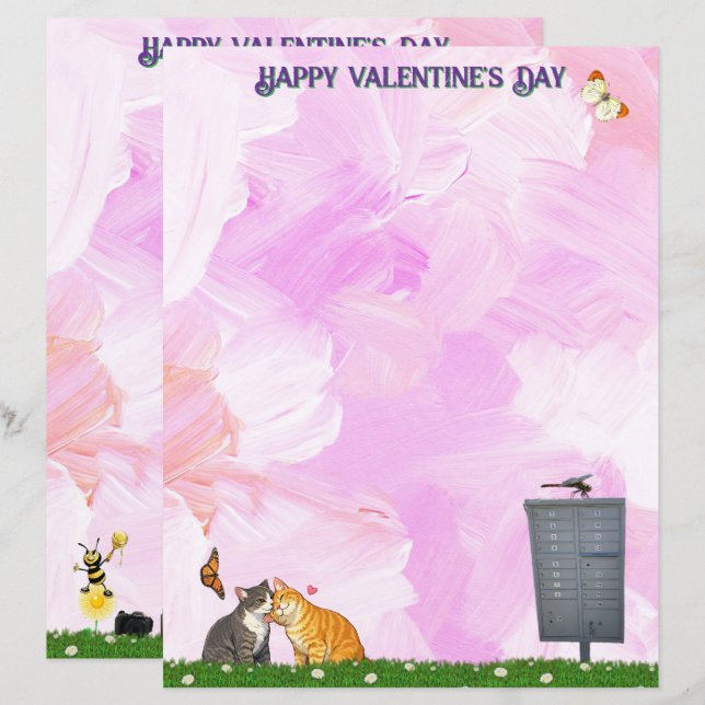 La Saint-Valentin - Chat, Papillon, Libellule (Devant / Derrière)