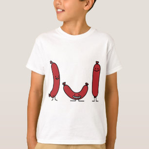 La saucisse heureuse badine le T-shirt