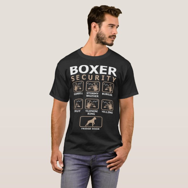 La sécurité de chien de boxeur choie le T-shirt (Devant entier)