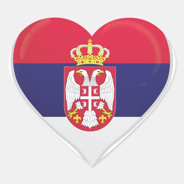 La Serbie amour drapeau orgueil autocollant coeur (Devant)