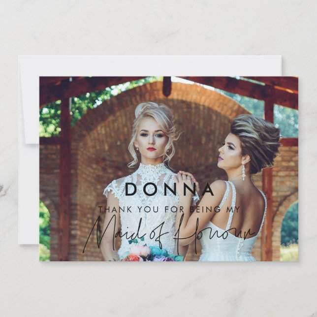 La servante minimaliste d'honneur Carte de remerci (Devant)