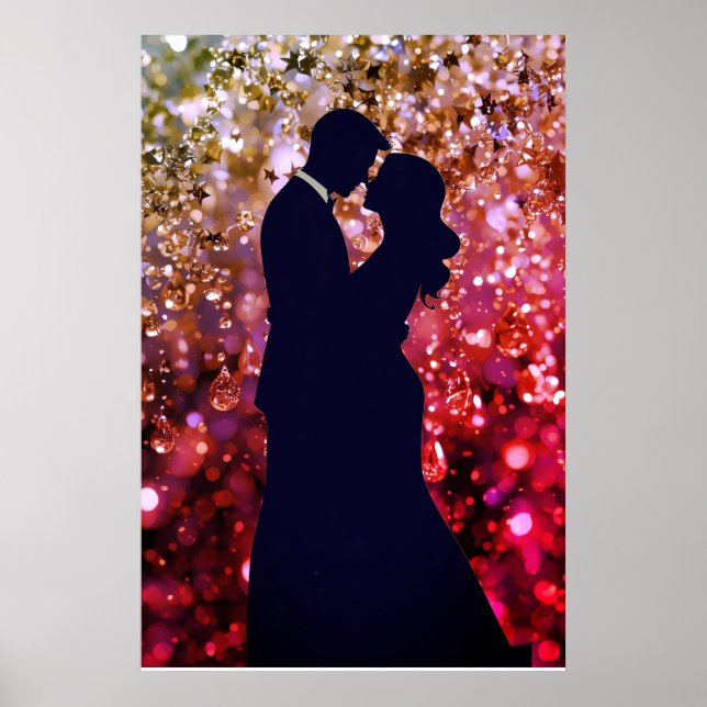 La silhouette du jeune amour sur une affiche mural (Devant)