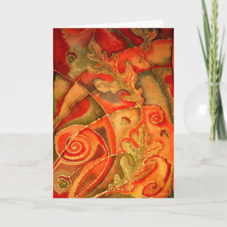 La soie a peint la carte de voeux de feuille de