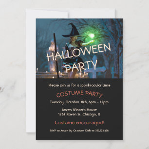 La sorcière d'Halloween dans la forêt Invitation