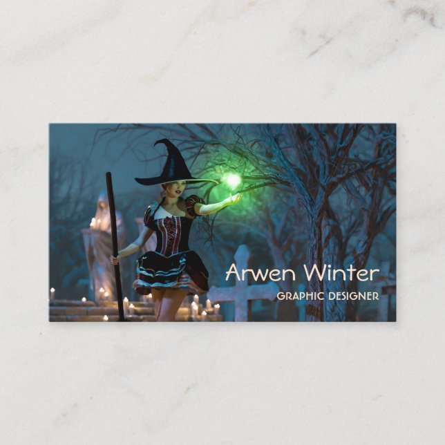 La sorcière d'Halloween dans le Carte de visite fo (Devant)