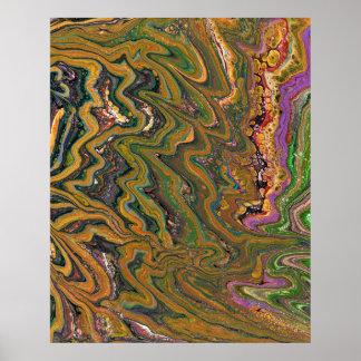 La Strada 2 Green Gold Poster Art Abstrait Imprime