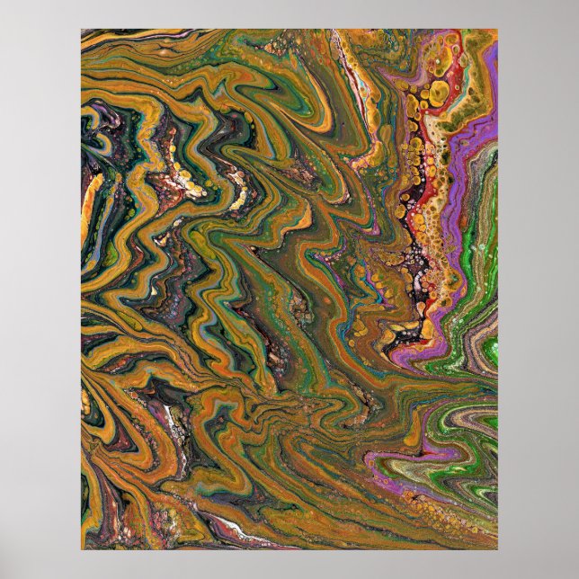 La Strada 2 Green Gold Poster Art Abstrait Imprime (Devant)