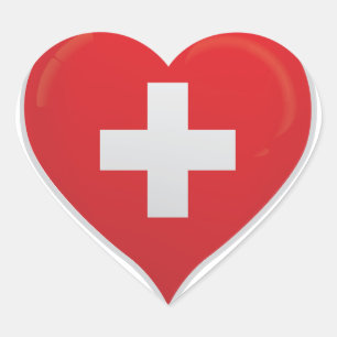La Suisse aime drapeau orgueil autocollant coeur