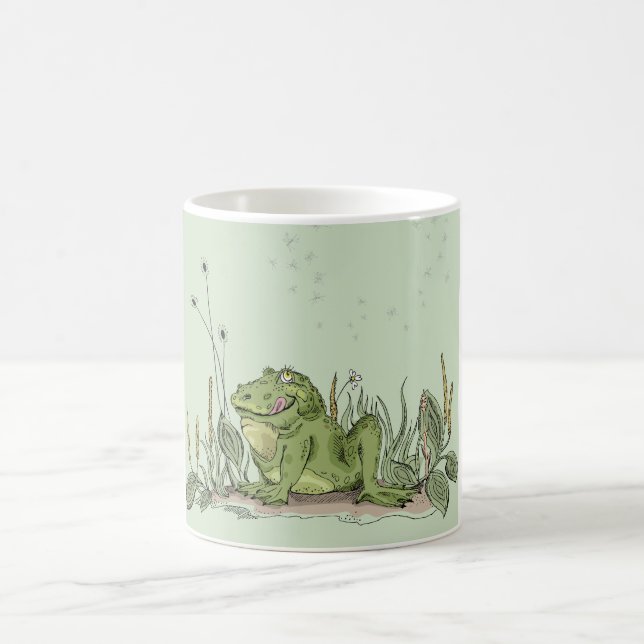 La tasse avec l'image drôle de grenouille verte (Centre)