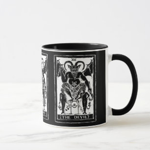 La tasse de café de carte de diable