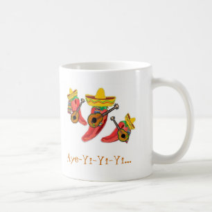 La tasse de café, poivrons de piments, mariachi s