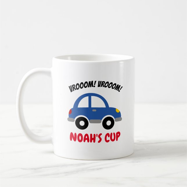 La tasse de l'enfant personnalisé avec la voiture (Gauche)