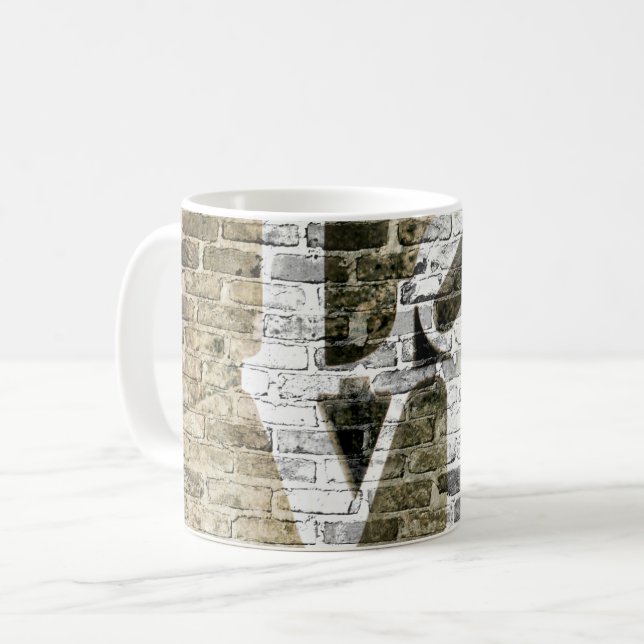 La Tasse LOVE Briques Neutres Graffiti Urbain (Devant gauche)