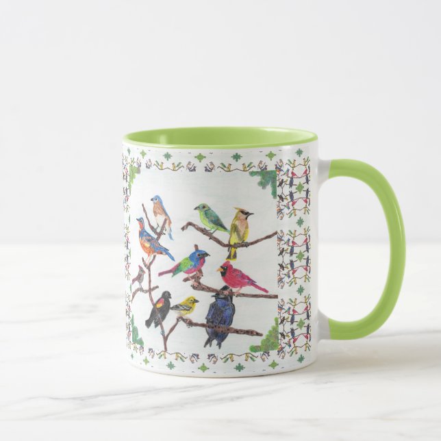 La tasse modelée par oiseaux chanteurs colorés de (Droite)