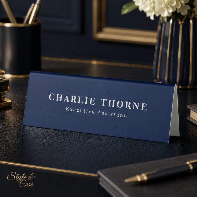 LA TENT DE LA TABLE BLEUE MARINE SIGNE POUR LES PR (NAVY BLUE TABLE TENT SIGN FOR OFFICE PROFESSIONALS)