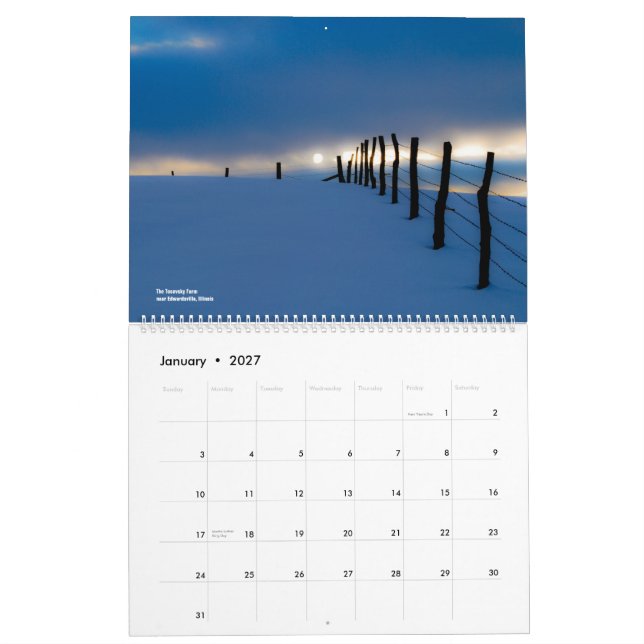 La terre rencontre le calendrier de paysage du (Jan 2027)