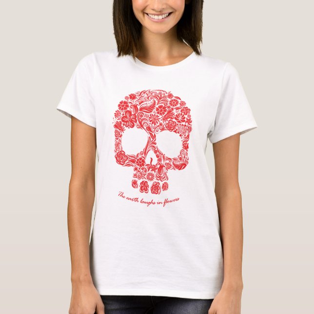 La terre rit dans des femmes de T-shirt de fleurs (Devant)