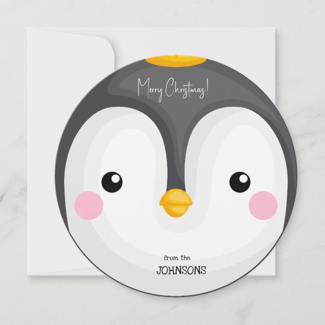 La tête de Penguin Joyeuse carte de Noël (Devant)