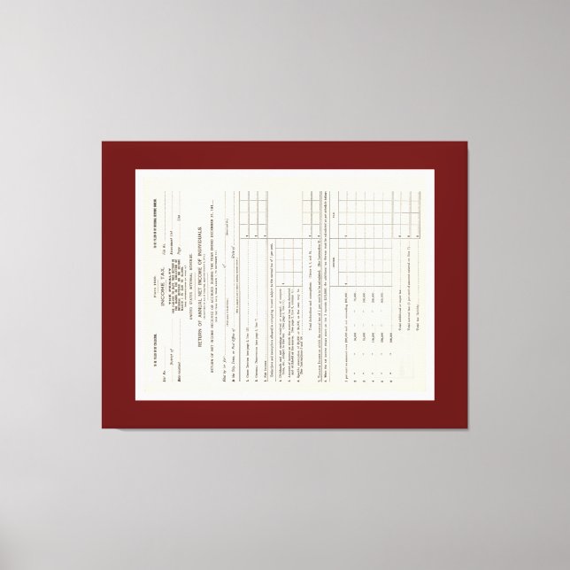 La toile du premier formulaire d'impôt sur le reve (Recto)
