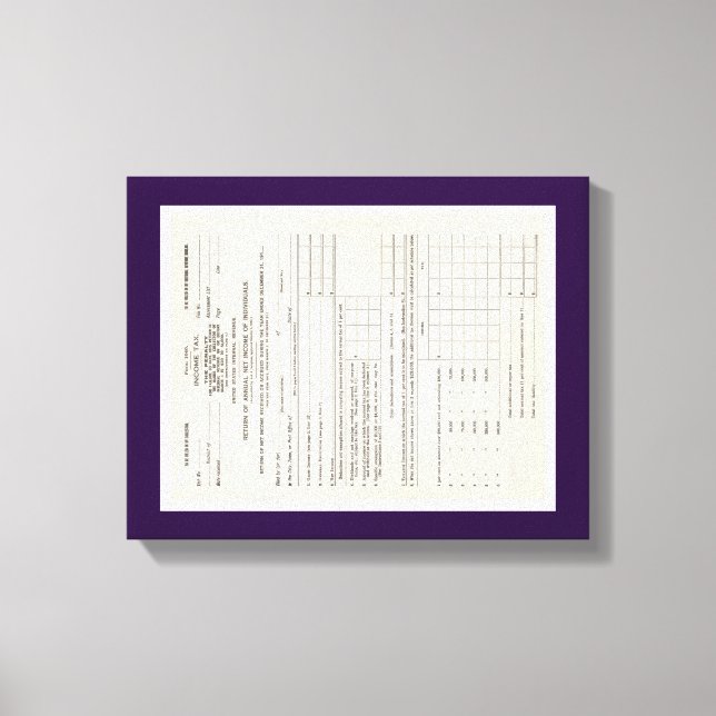 La toile du premier formulaire d'impôt sur le reve (Recto)
