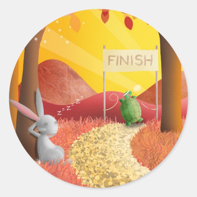 La Tortue et le lièvre - autocollants (Devant)