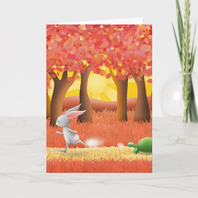 La Tortue et le lièvre - carte de voeux (Devant)