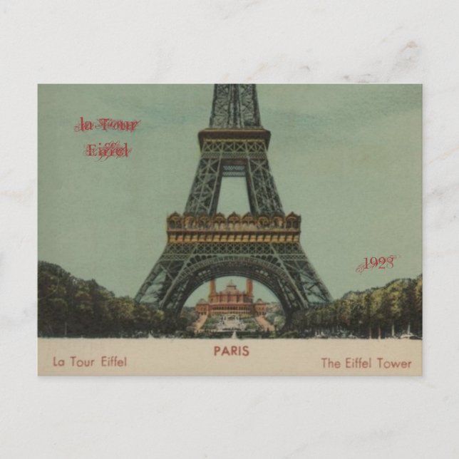 la Tour Eiffel, 1928 - Carte postale (Devant)
