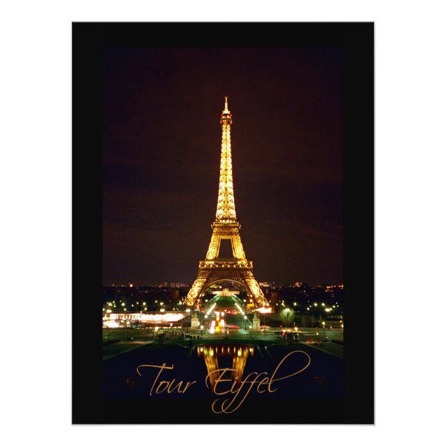 La tour Eiffel en pleine nuit Impression photograp (Devant)